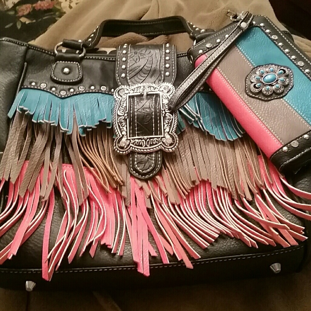 Western style purse with matching wallet,